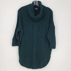 3/$25 Express Cowl Neck Cable Knit Tunic Sweater M Womens Spruce Green